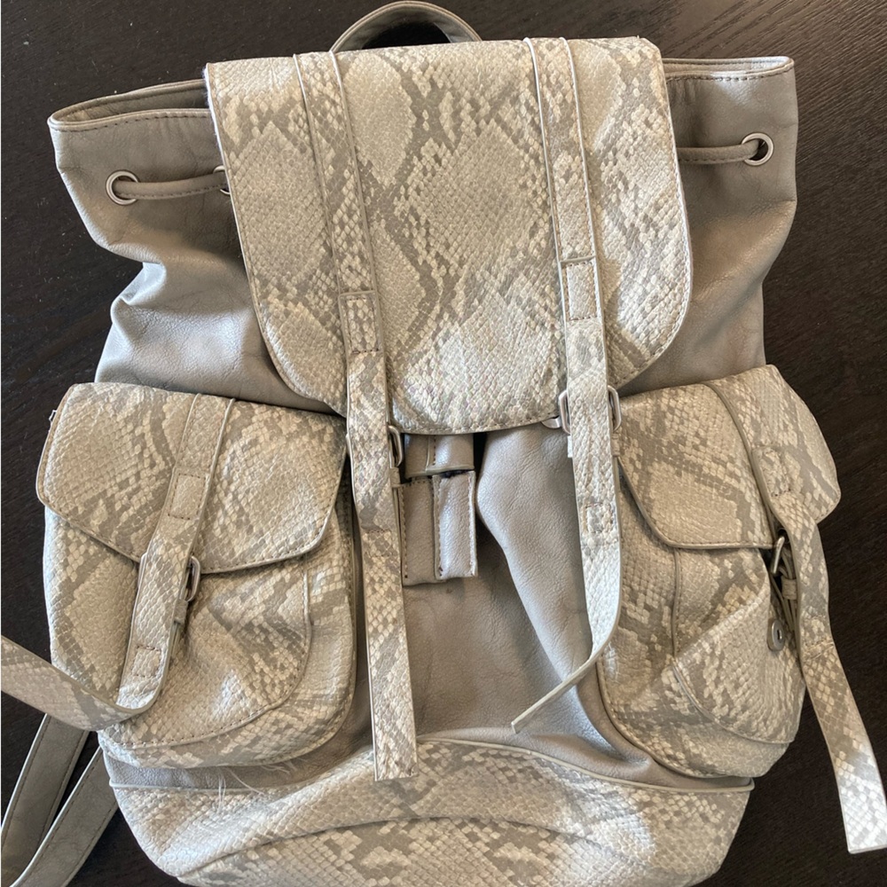 Faux Snakeskin Leather Backpack